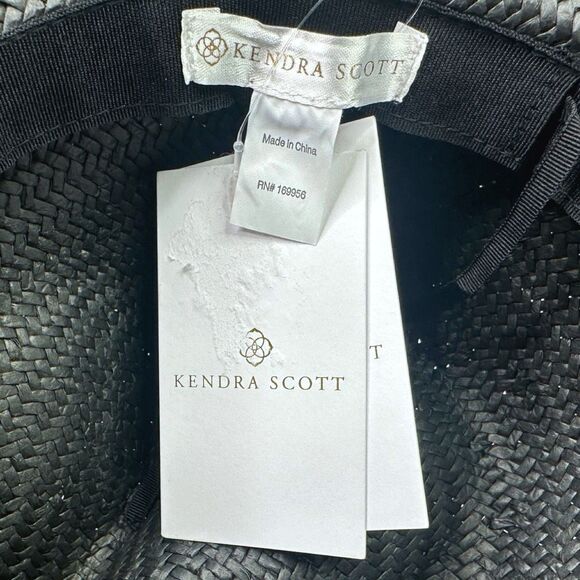 Kendra Scott Lincoln Cattleman Straw Stone Hat - Black / Turquoise - Picture 6 of 7
